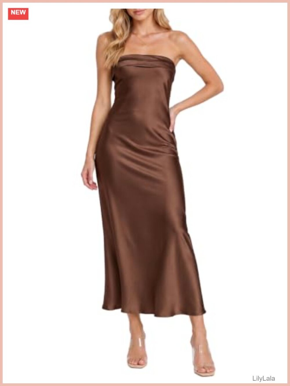 Satin Strapless Backless Maxi Dress Formal Wedding Guest